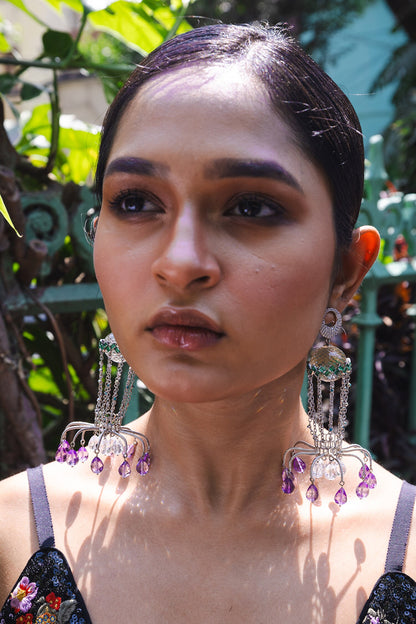 Jalsa Amethyst Drop Long Earrings 