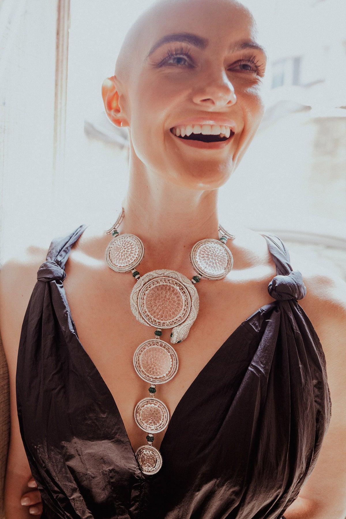 Palatial Quartz Serpentine Long Necklace 