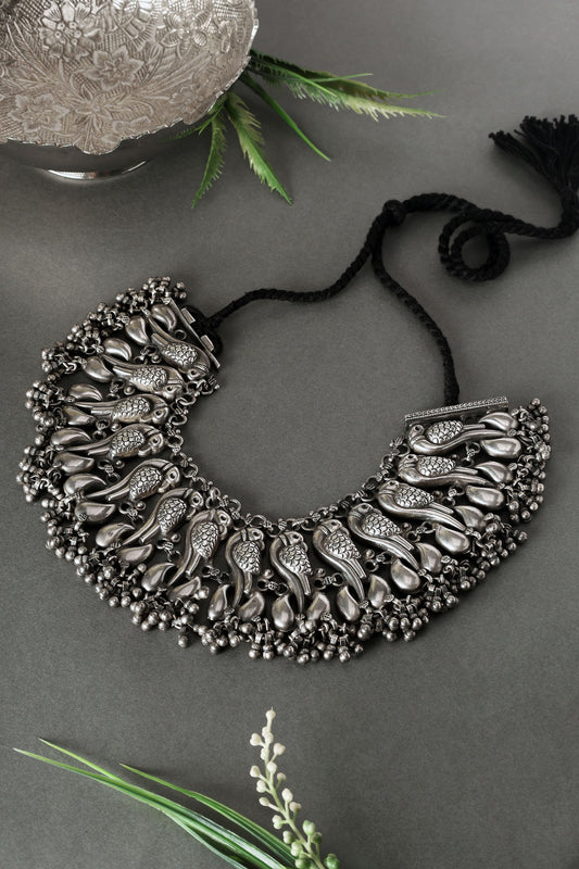 Peacock Ghunghroo Tassel Necklace 