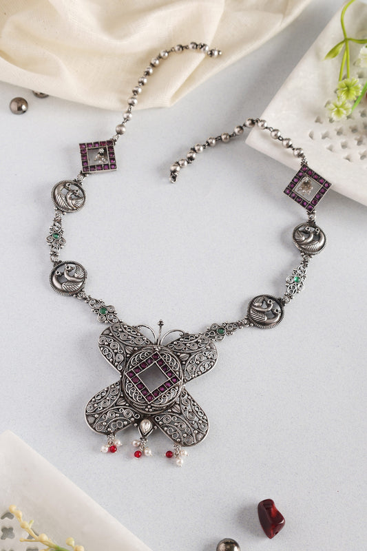 Carved Butterfly Temple Necklace 