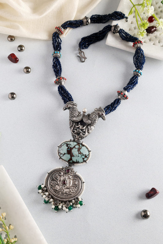 Bird Of Pride Long Temple Pendant Necklace 