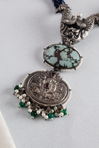 Bird Of Pride Long Temple Pendant Necklace 