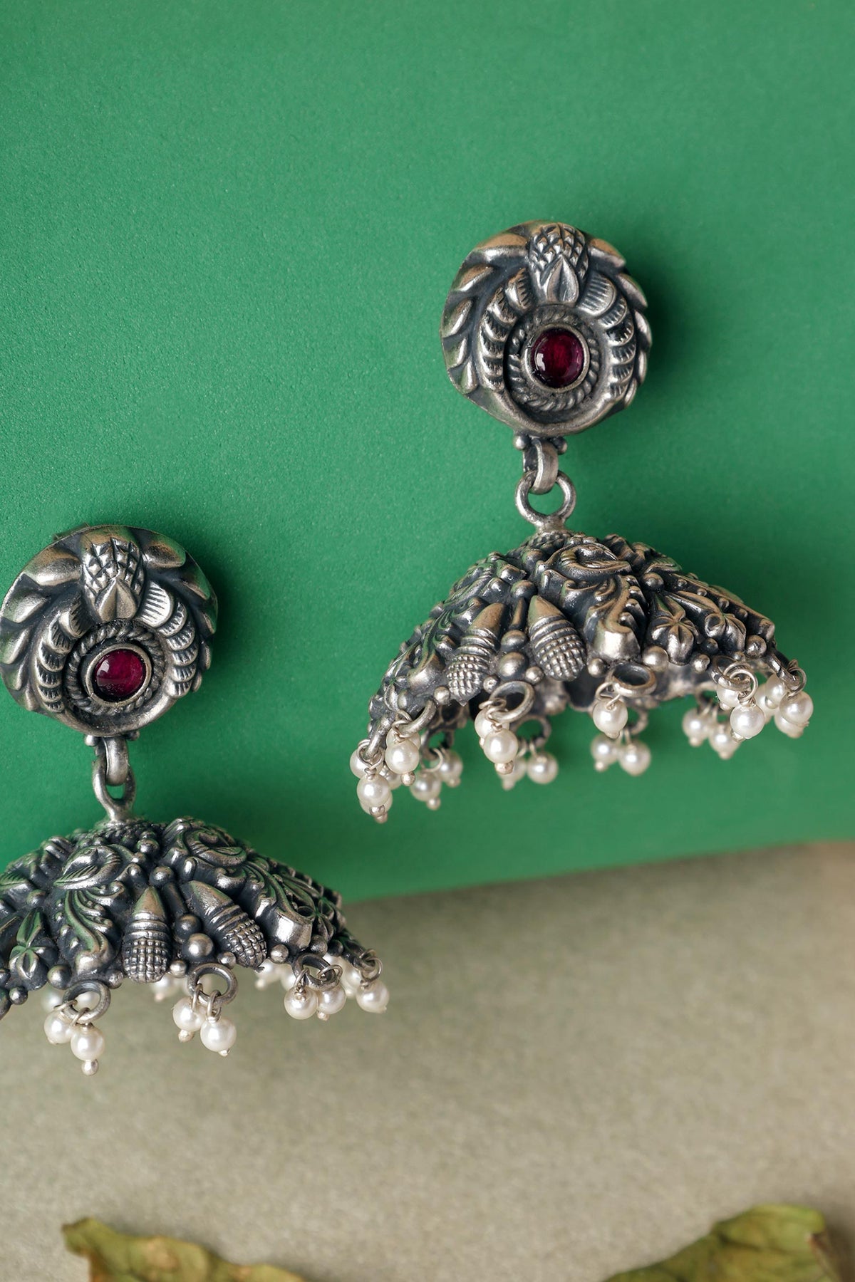 Carved Temple Jhumkas 