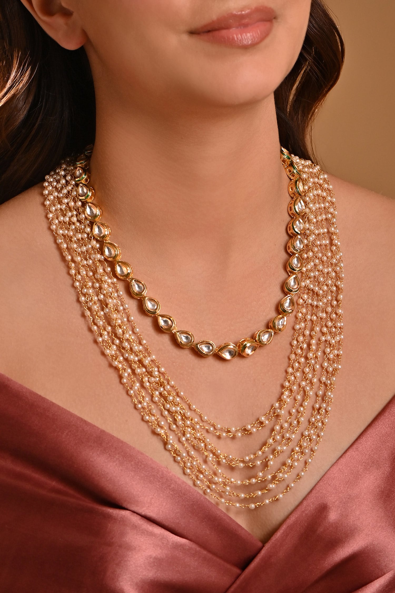 Pearl Chain Layered Necklace- Set of 2 
