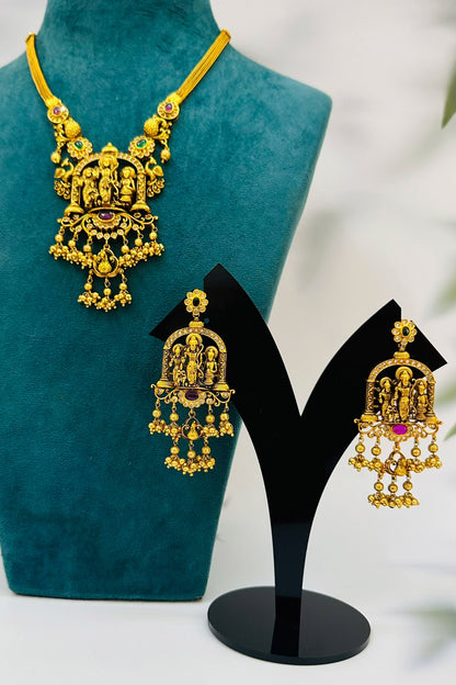Majestic Deity Stone Studded Necklace Set 