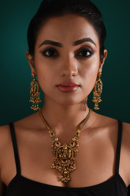 Majestic Deity Stone Studded Necklace Set 