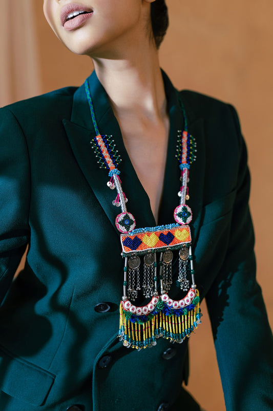 Vevlo Bead & Metal Embellished Necklace 