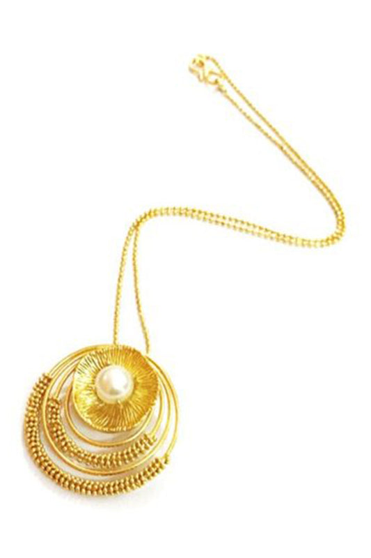 Lotus Carved Pendant Necklace 