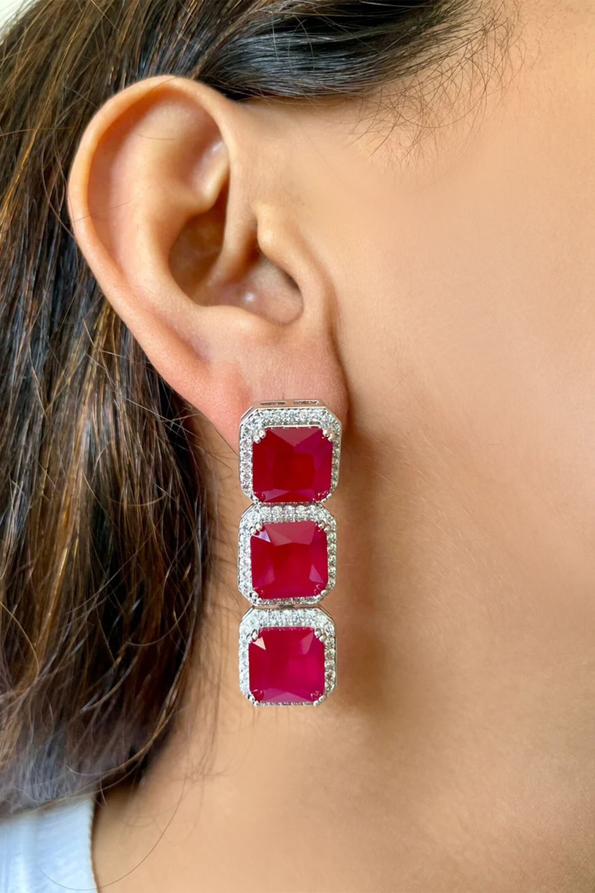 Ruby Embellished Tennis Choker Set 
