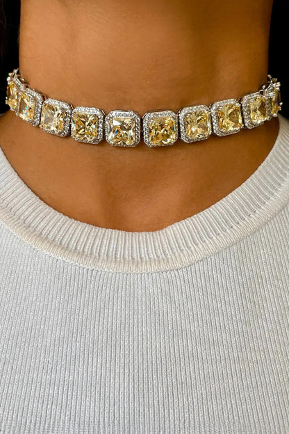 Citrine Embellished Tennis Choker Set 