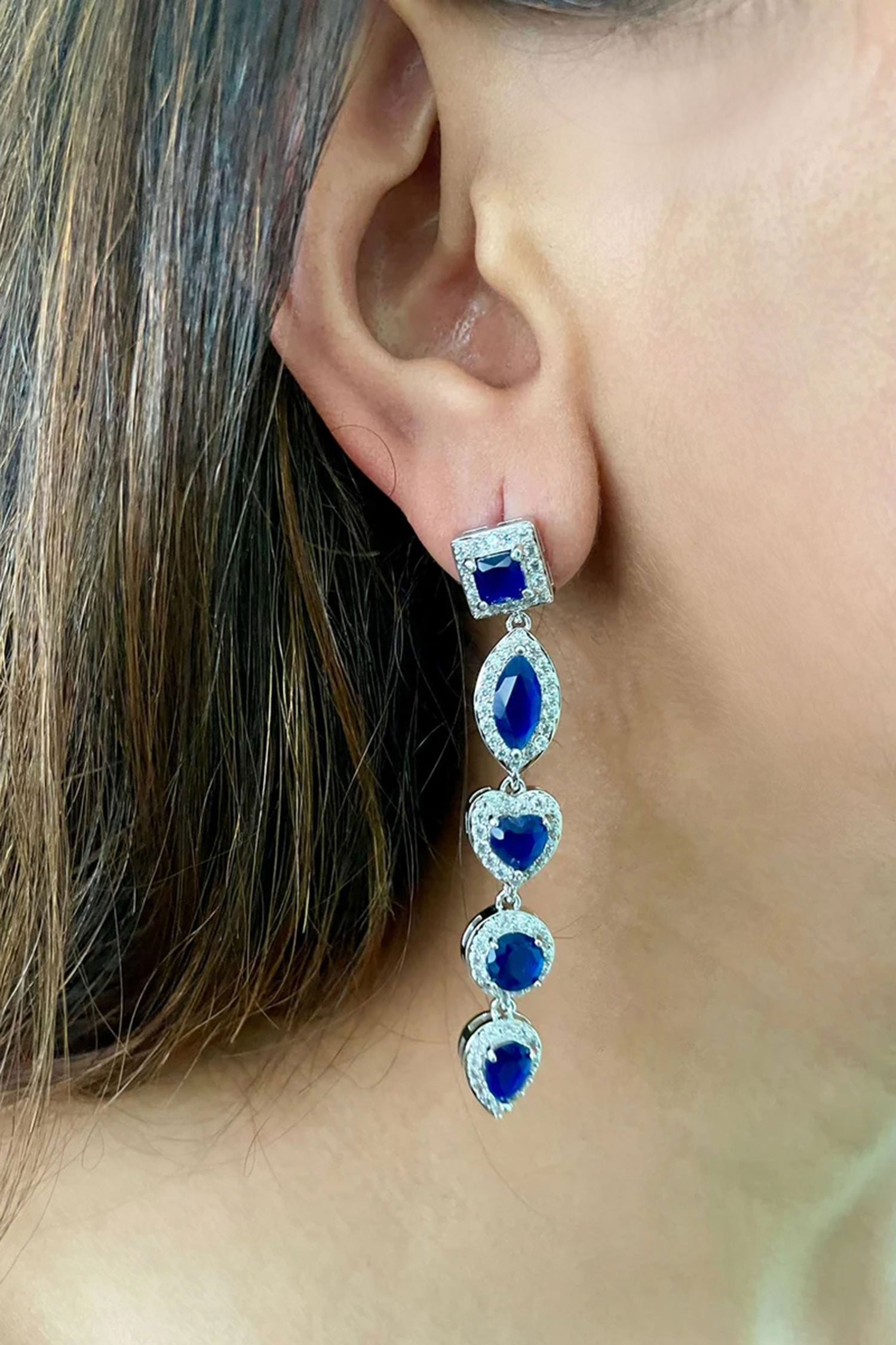 Sapphire Dimonte Cluster Necklace Set 