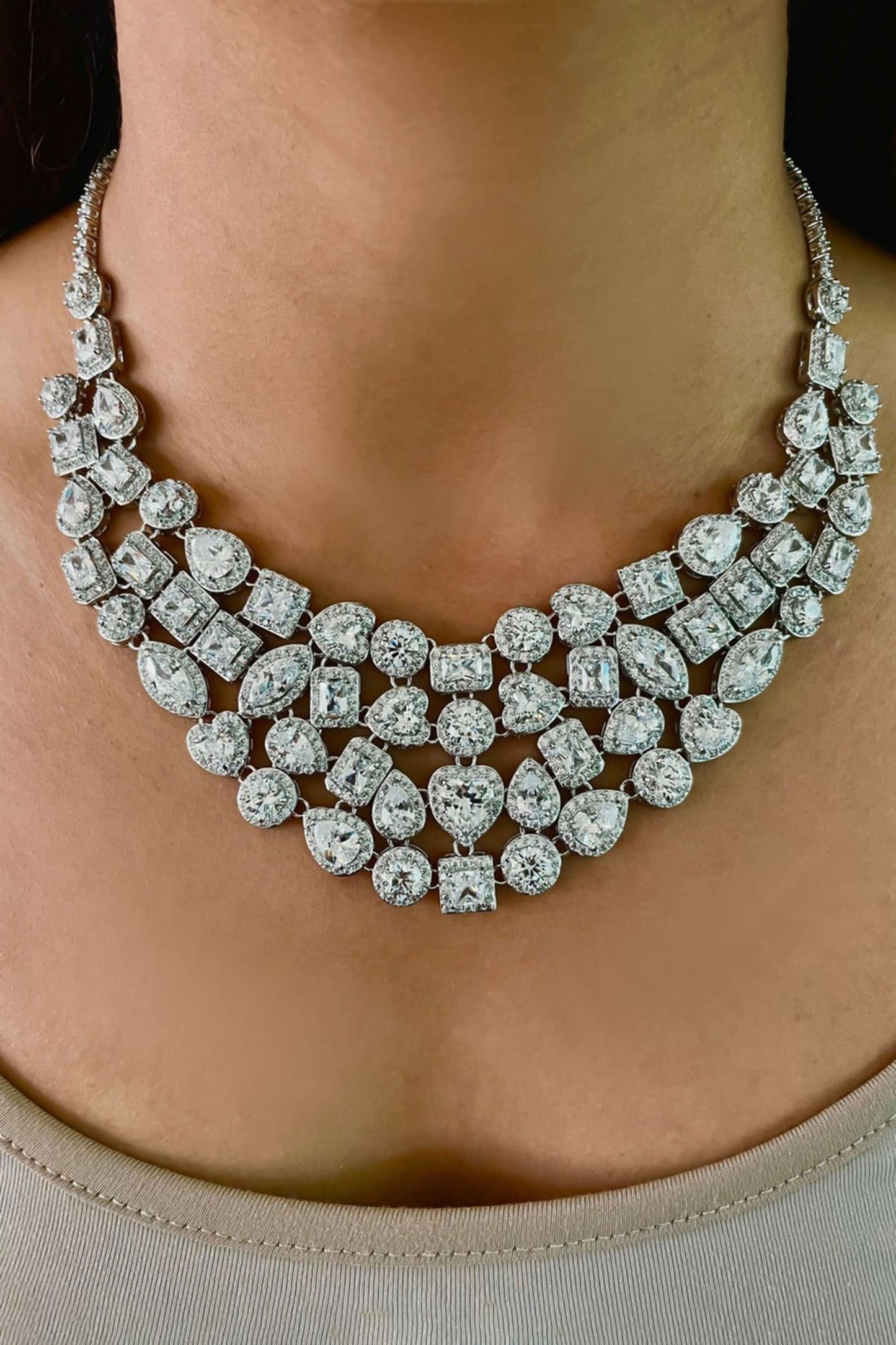 Dimonte Cluster Embellished Necklace Set 