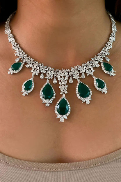 Drop Emerald Dimonte Necklace Set 