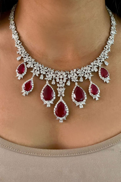 Drop Ruby Dimonte Necklace Set 