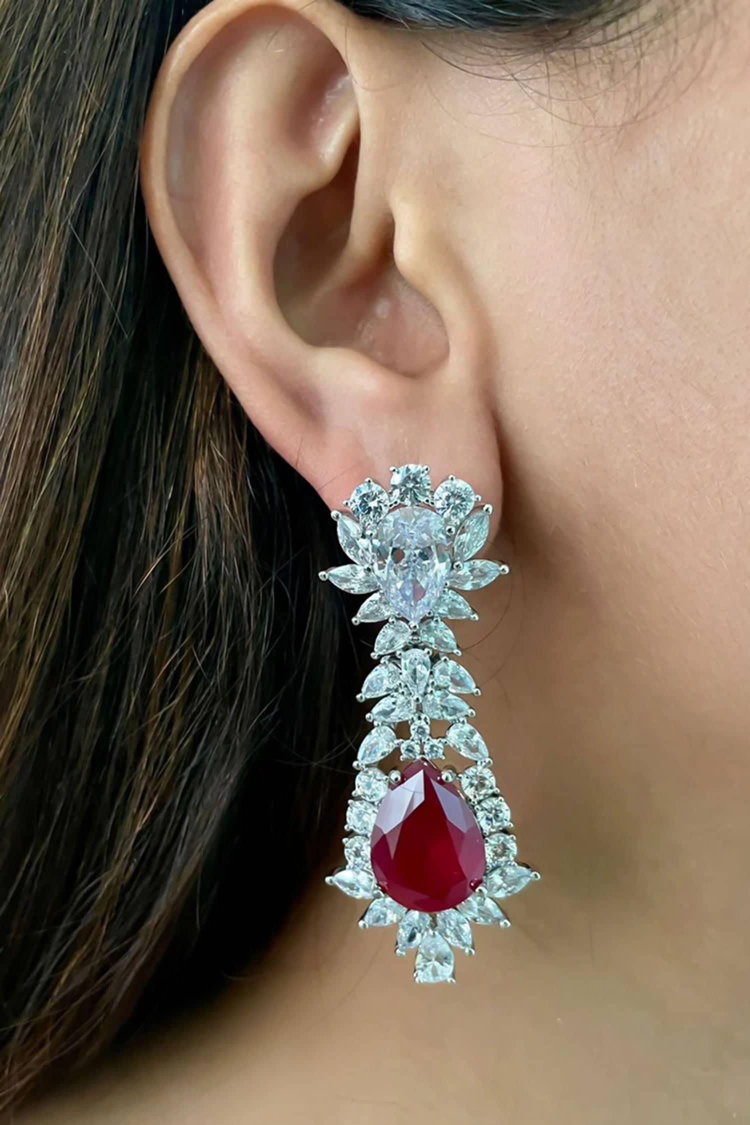 Drop Ruby Dimonte Necklace Set 