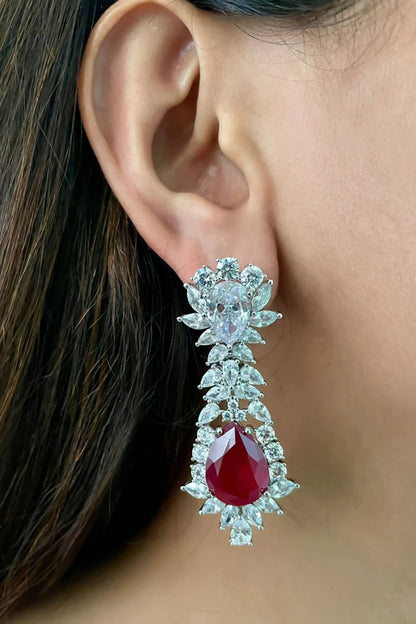 Drop Ruby Dimonte Necklace Set 