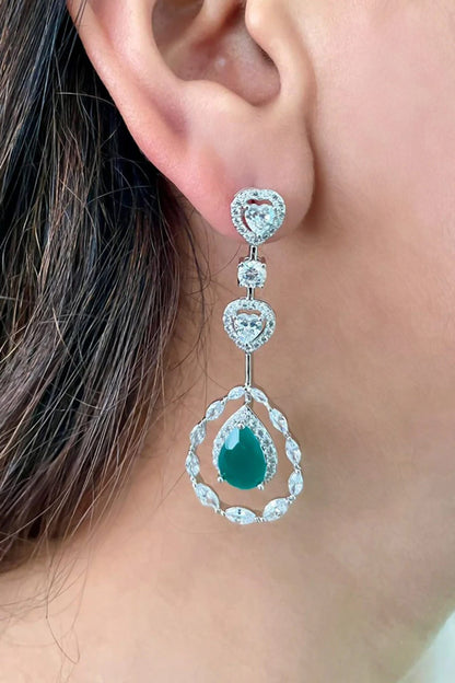 Layered Stone Embellished Tear Drop Necklace Set 