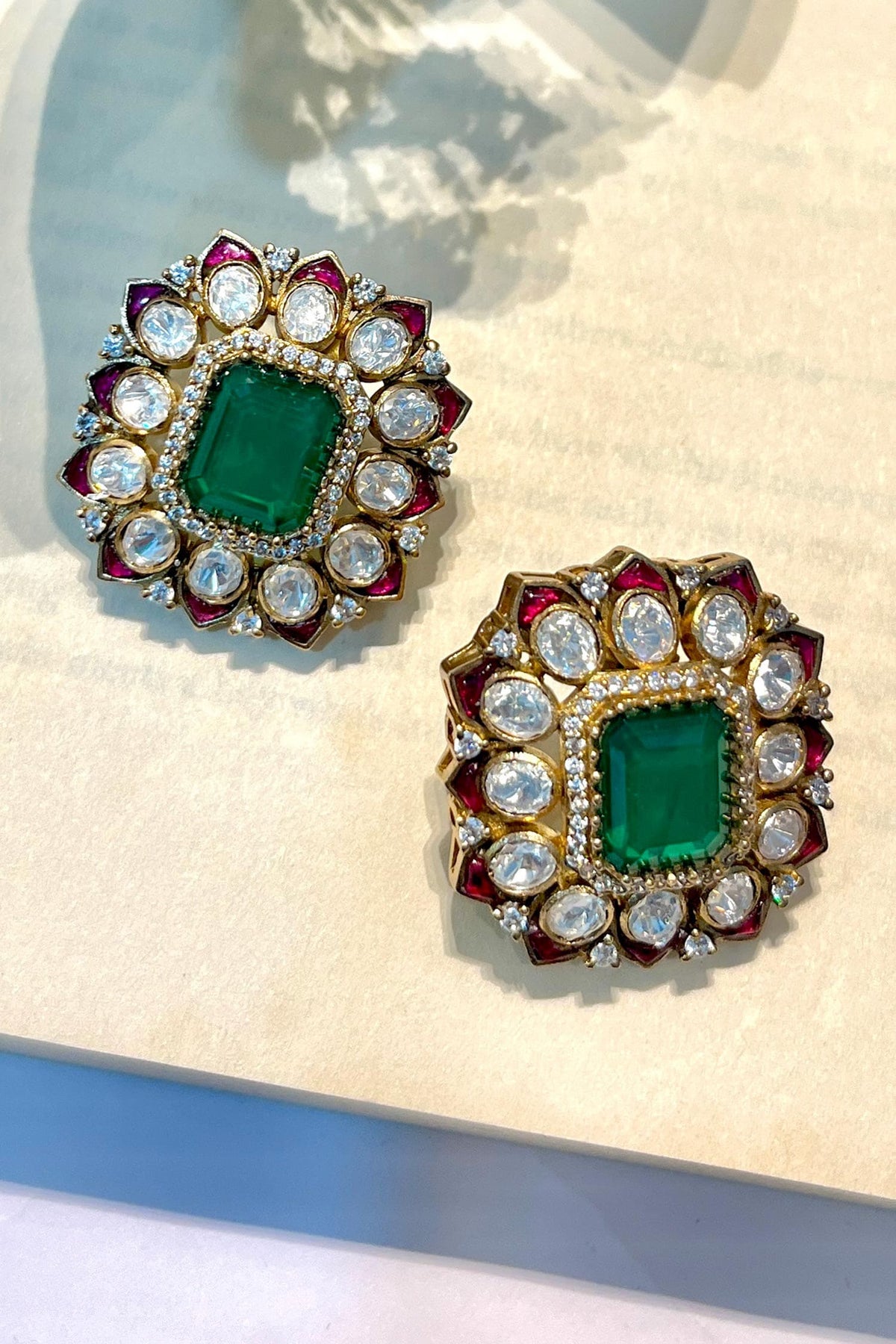 Floral Kundan Studded Earrings 