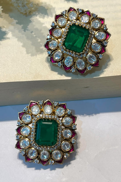 Floral Kundan Studded Earrings 