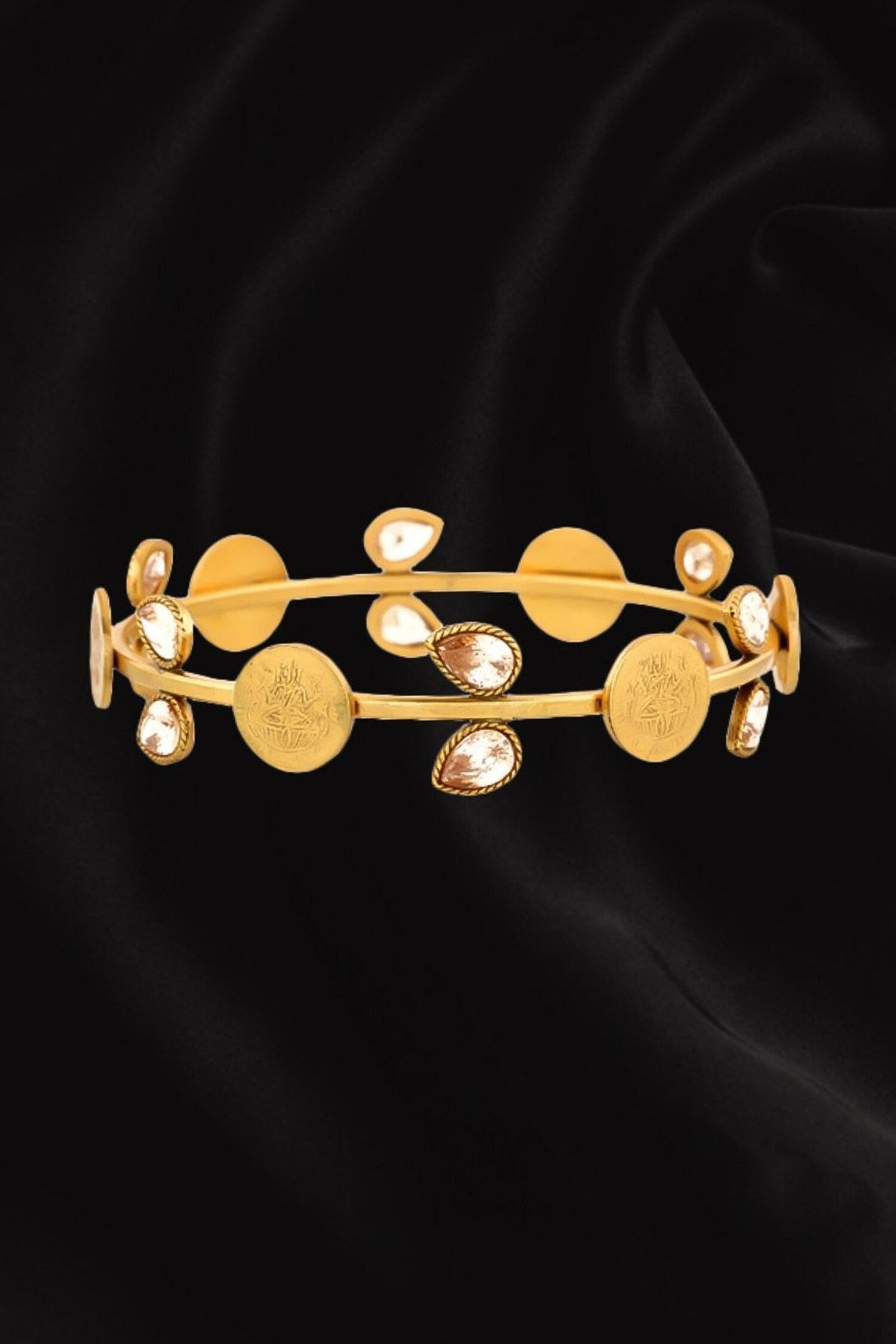 Coin & Crystal Embellished Bangle 