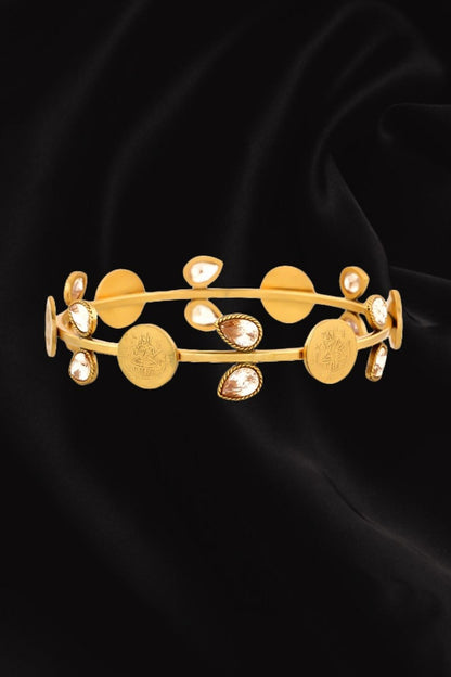 Coin & Crystal Embellished Bangle 