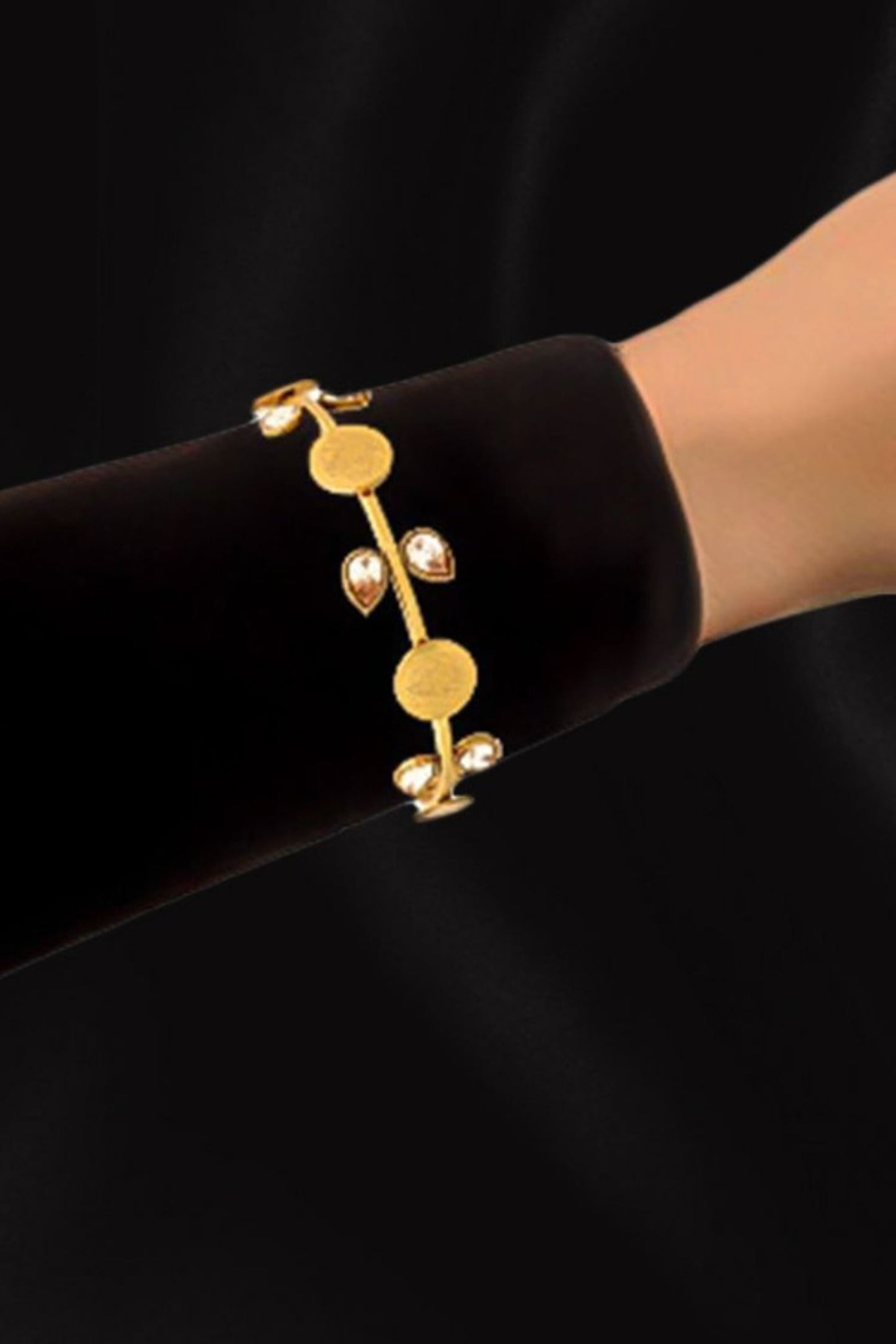 Coin & Crystal Embellished Bangle 