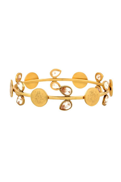 Coin & Crystal Embellished Bangle 