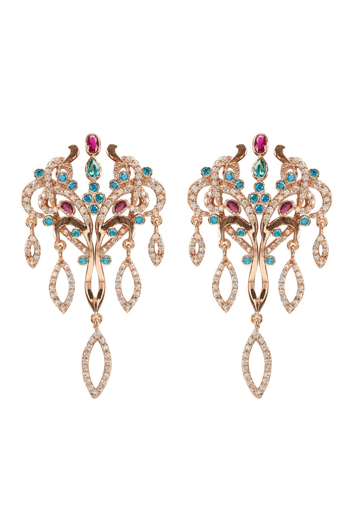 Crystal Embellished Carved Earrings 