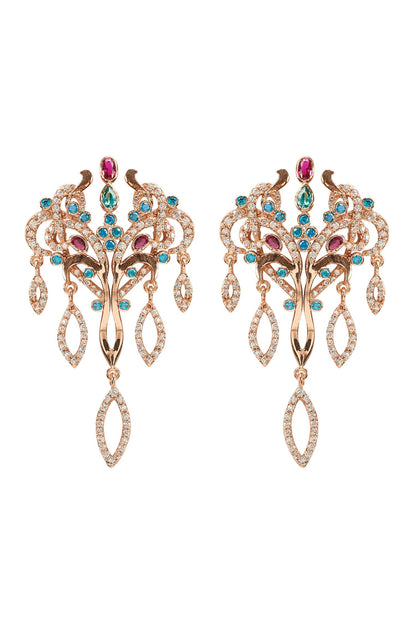 Crystal Embellished Carved Earrings 
