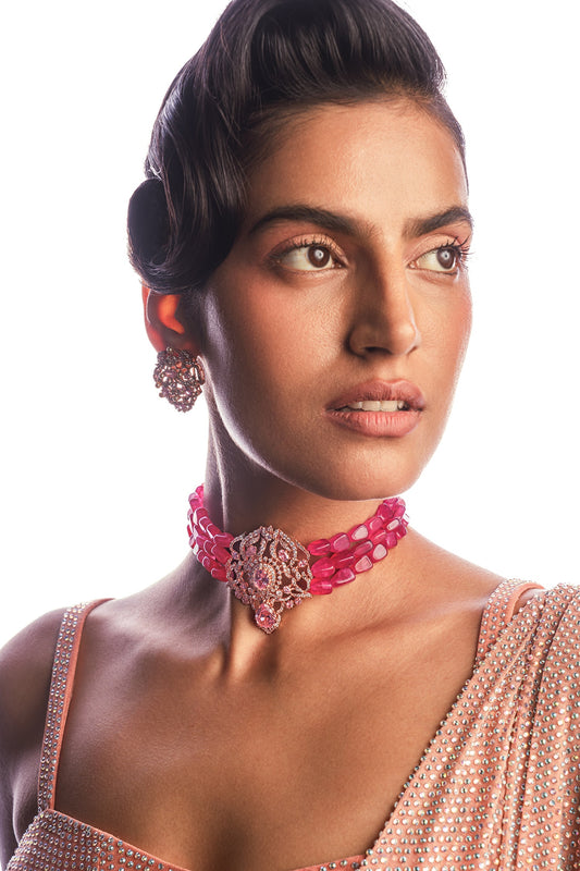 Bead Embellished Pendant Choker 