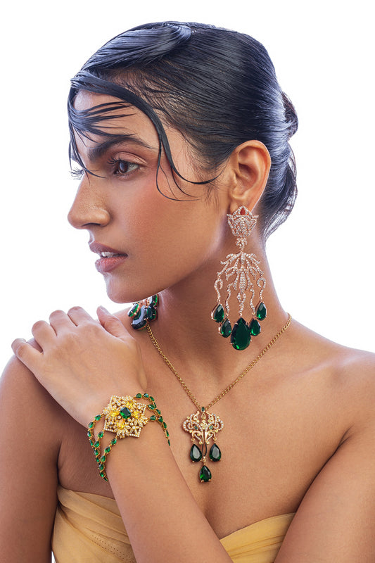 Celestial Floral Carved Pendant Necklace 