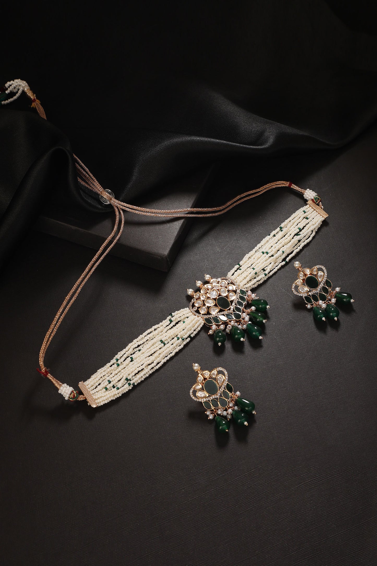 Misha Kundan Embellished Choker Set 