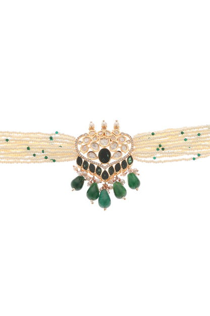 Misha Kundan Embellished Choker Set 