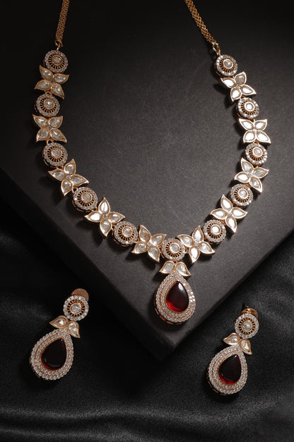 Meena Floret Carved Necklace Set 