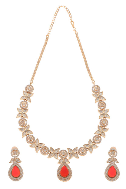 Meena Floret Carved Necklace Set 