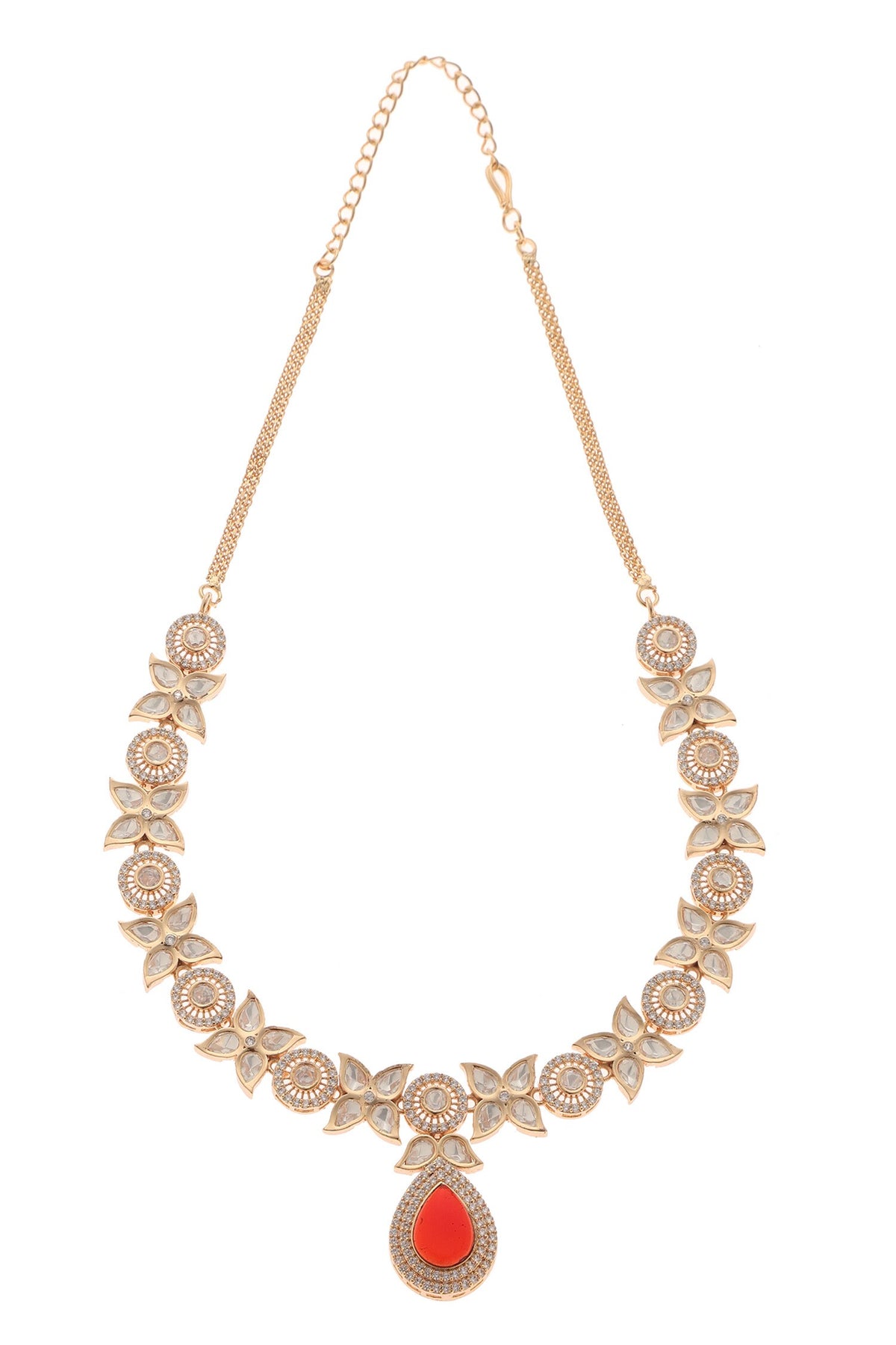 Meena Floret Carved Necklace Set 