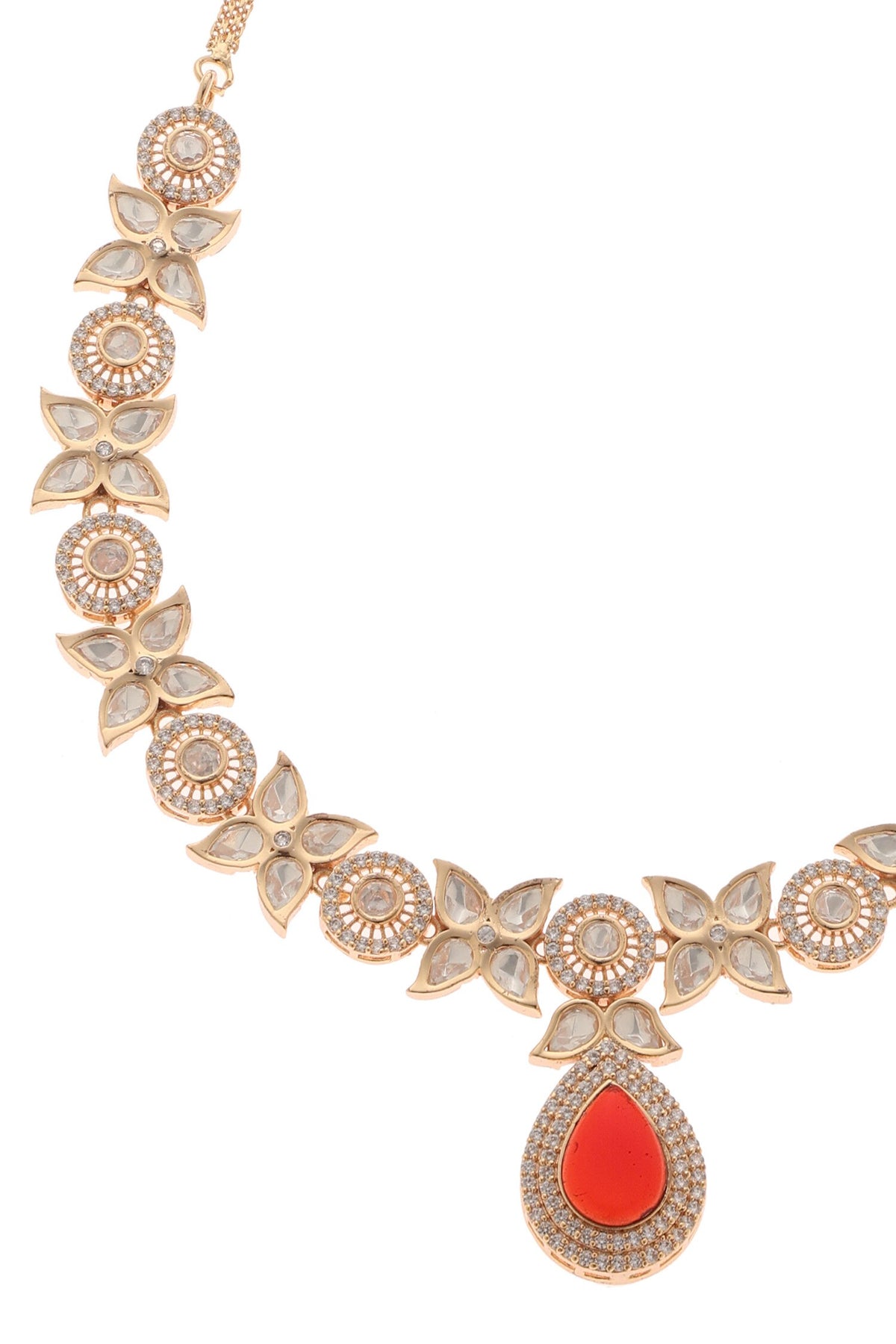 Meena Floret Carved Necklace Set 