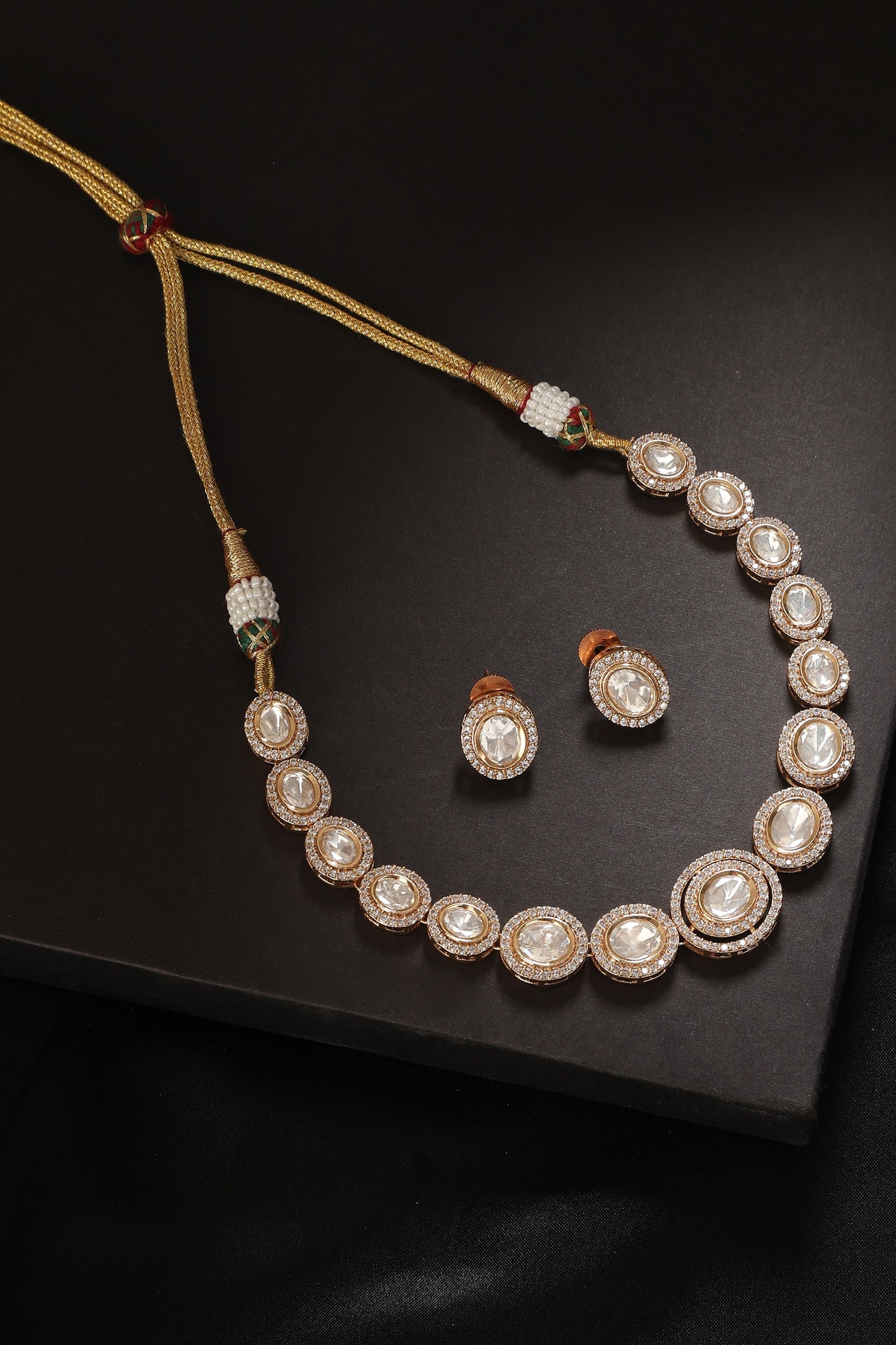 Aitbaar Polki Embellished Necklace Set 