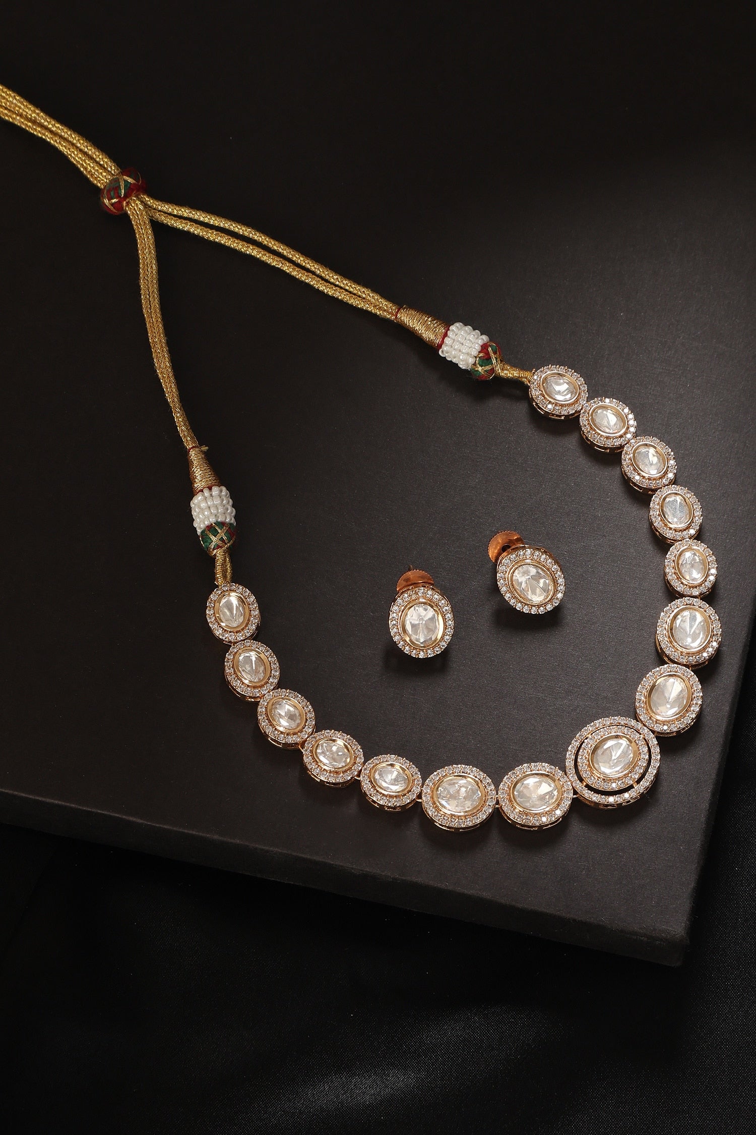 Aitbaar Polki Embellished Necklace Set 