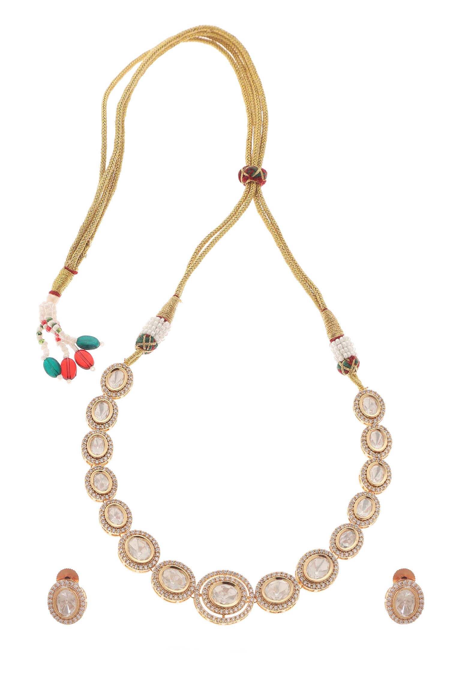 Aitbaar Polki Embellished Necklace Set 