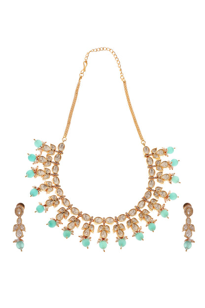 Gauri Emerald Polki Embellished Necklace Set 