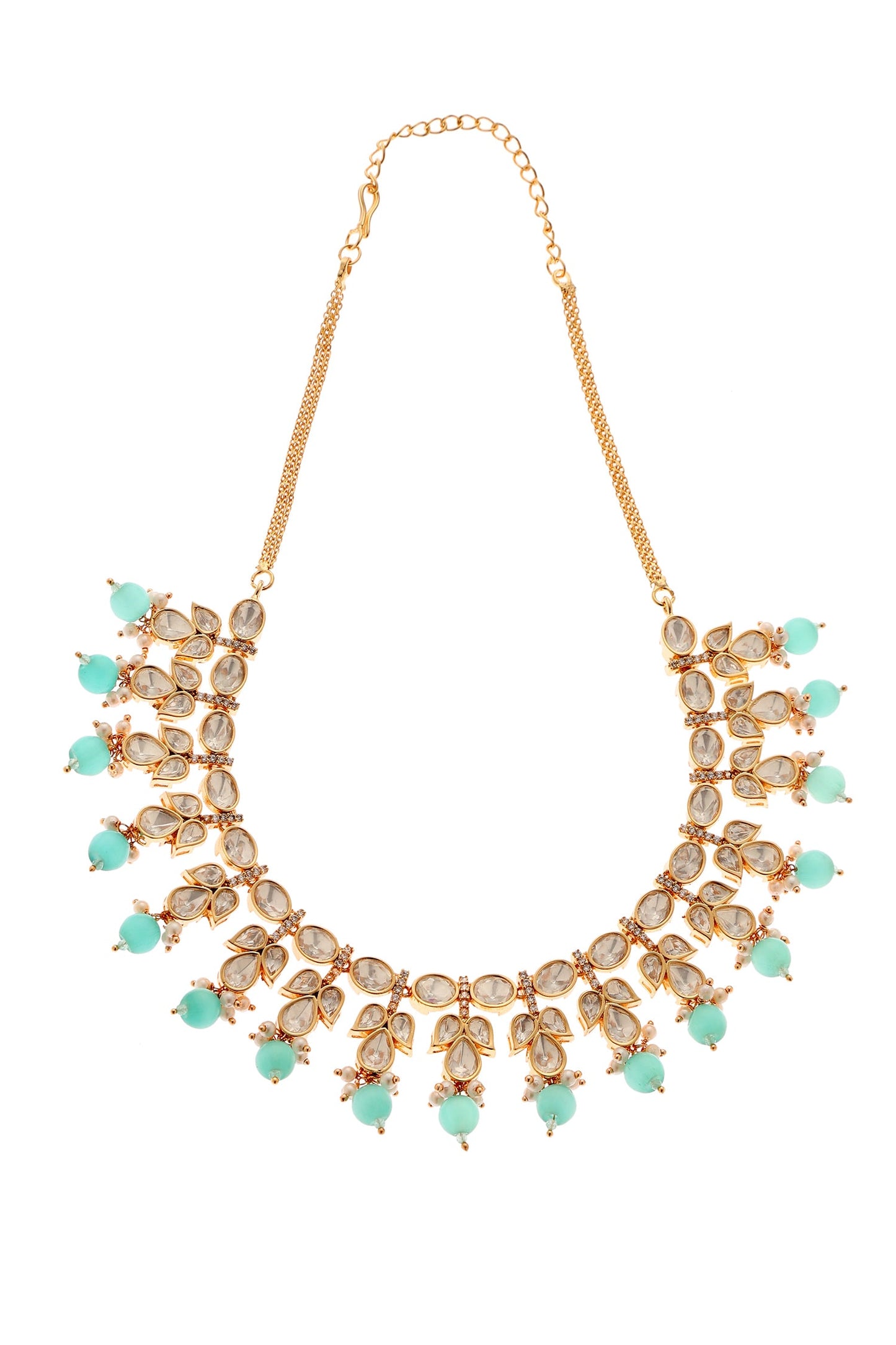 Gauri Emerald Polki Embellished Necklace Set 