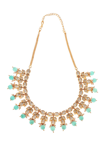 Gauri Emerald Polki Embellished Necklace Set 