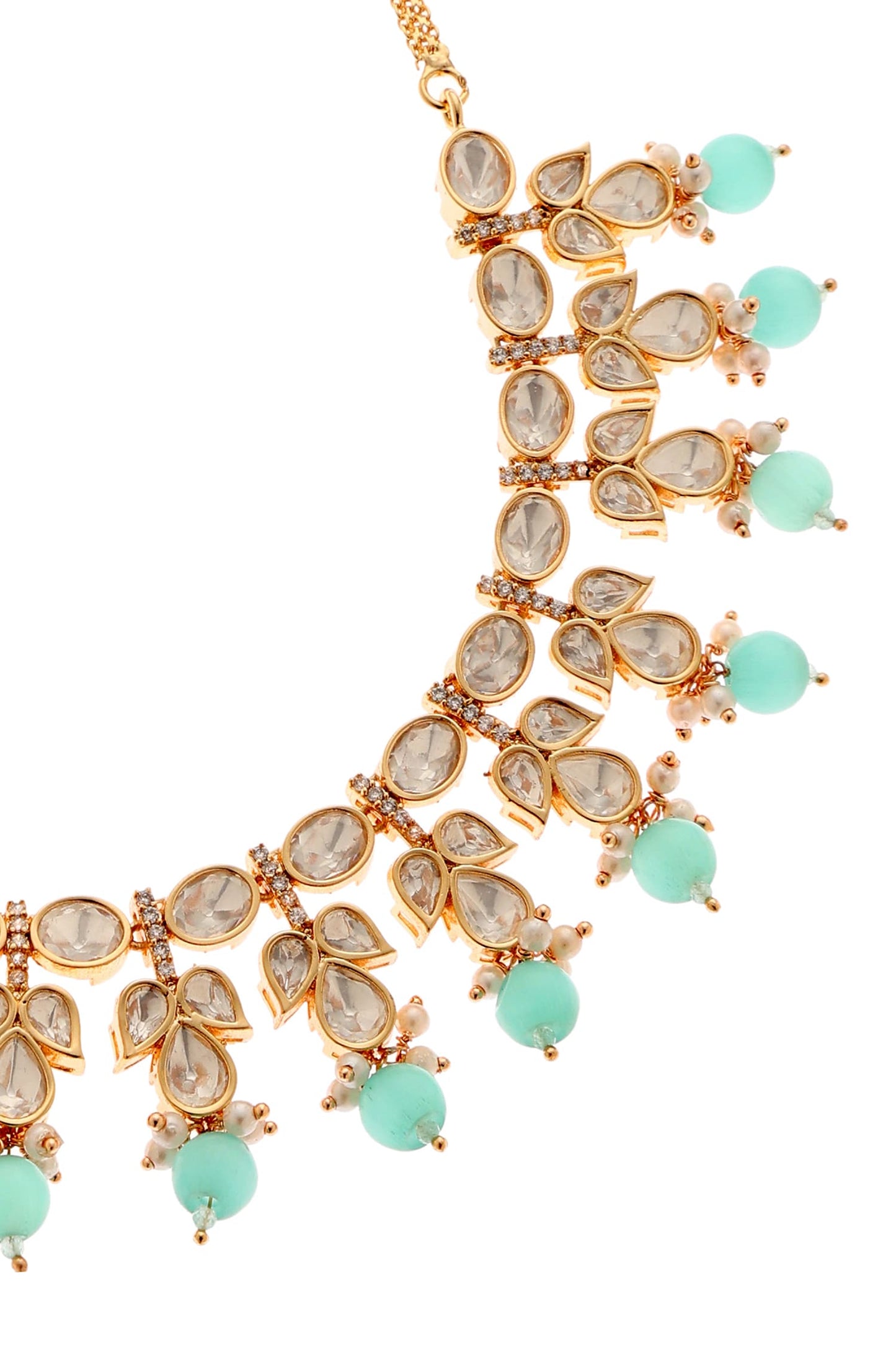 Gauri Emerald Polki Embellished Necklace Set 
