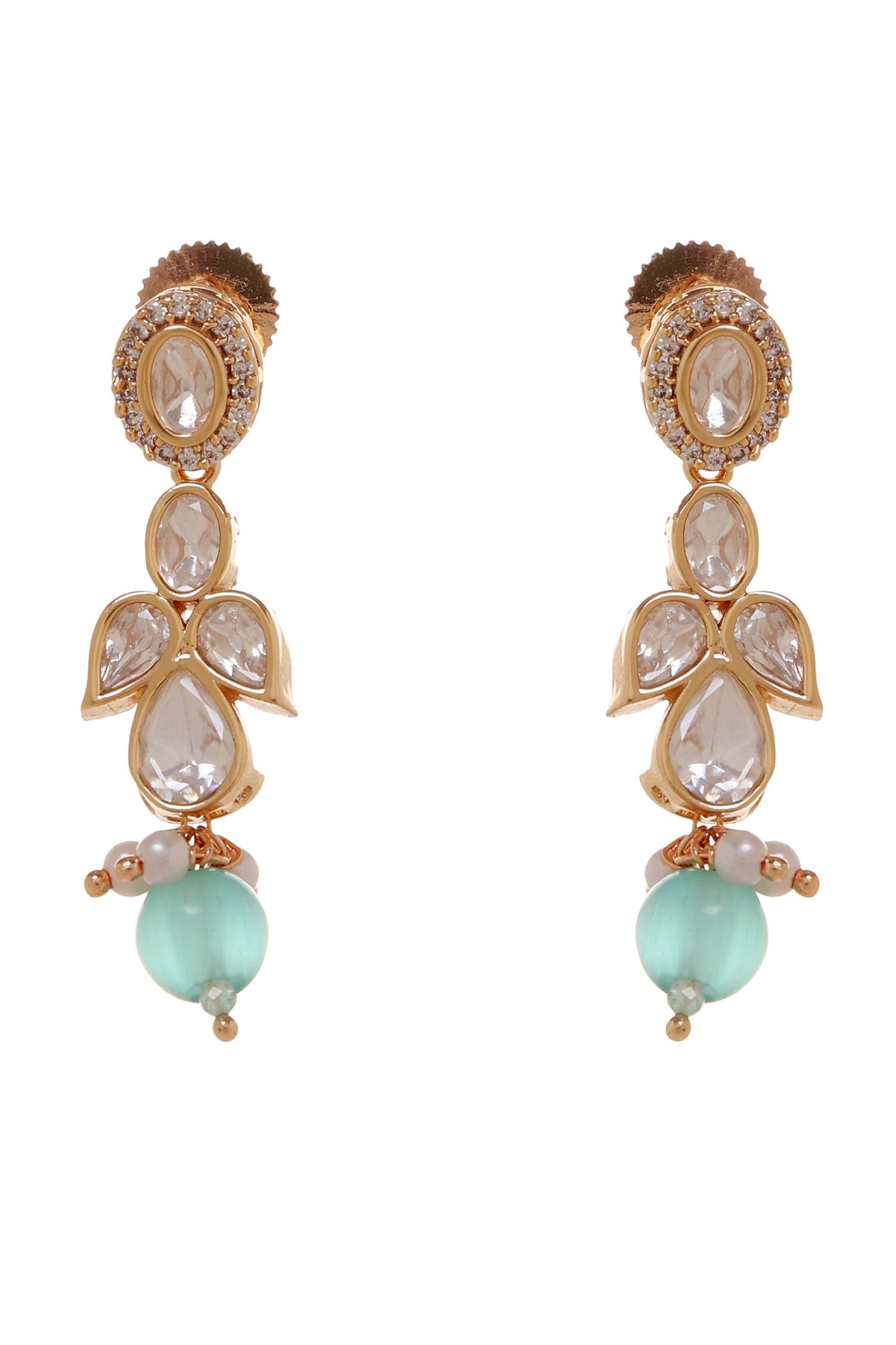 Gauri Emerald Polki Embellished Necklace Set 