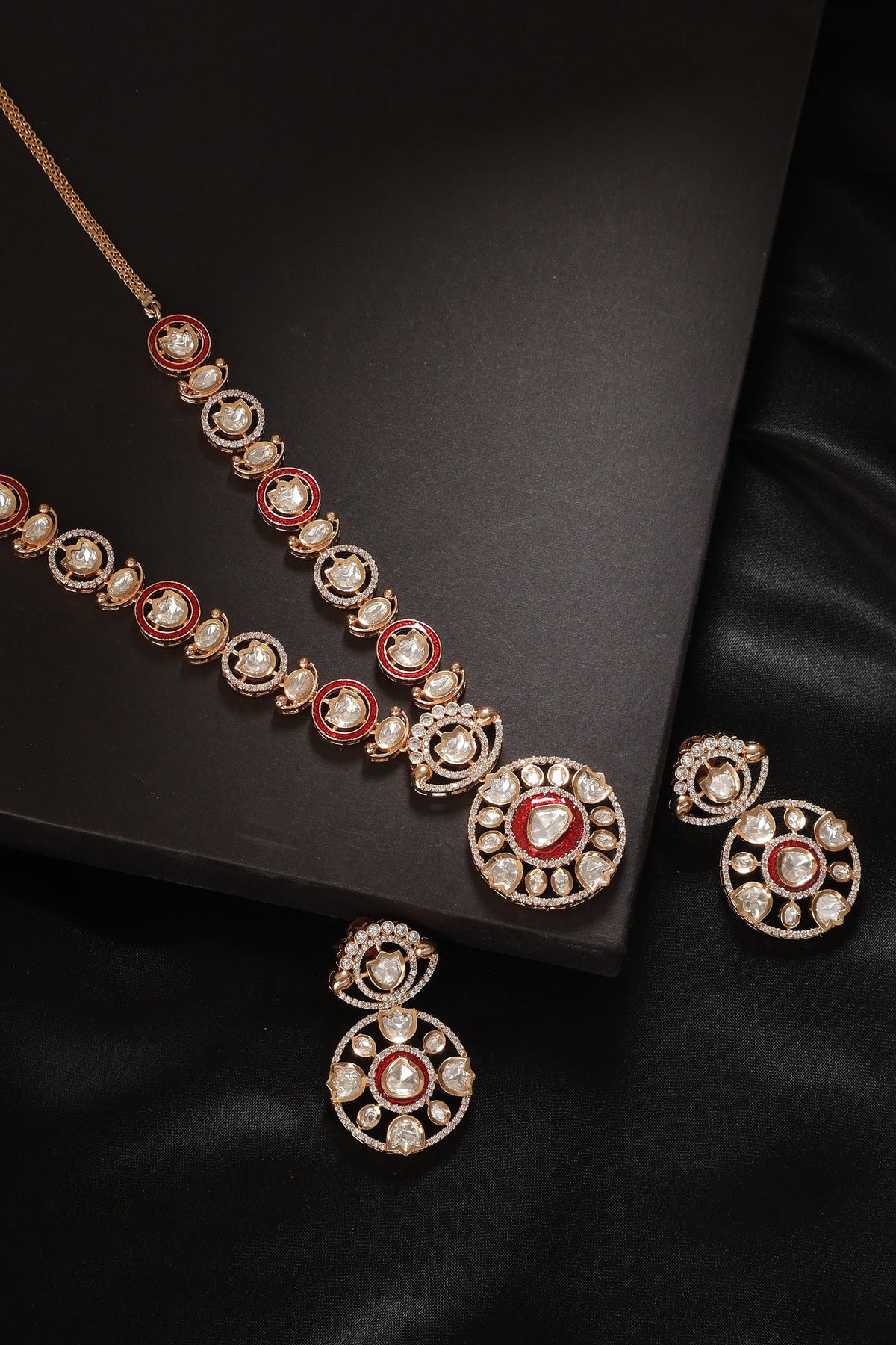 Daksha Polki Embellished Pendant Necklace Set 