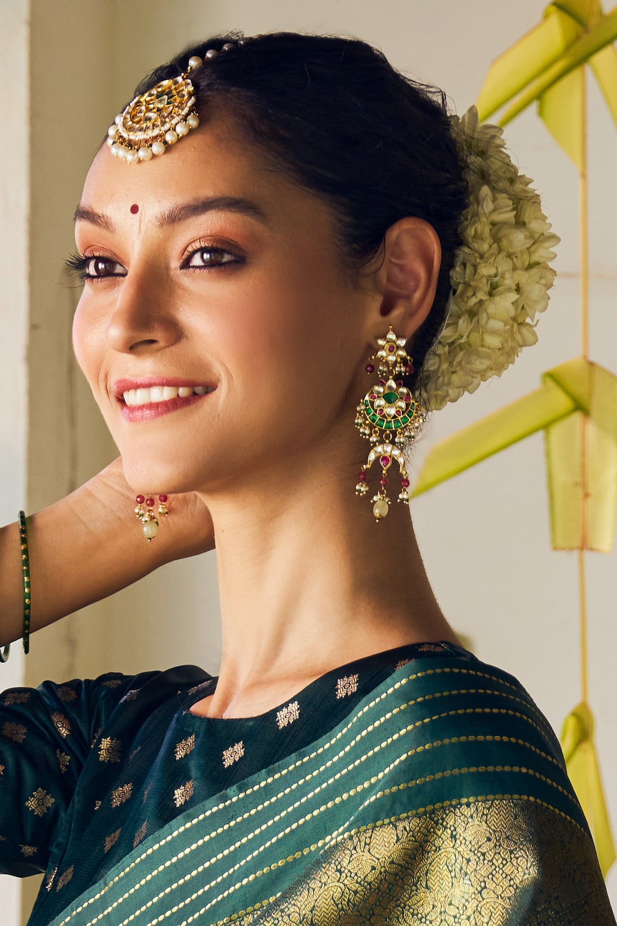 Ishya Kundan Floral Embellished Earrings 