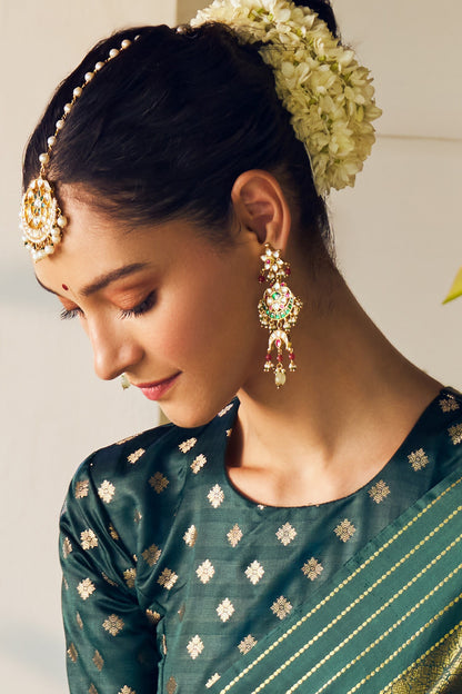 Ishya Kundan Floral Embellished Earrings 