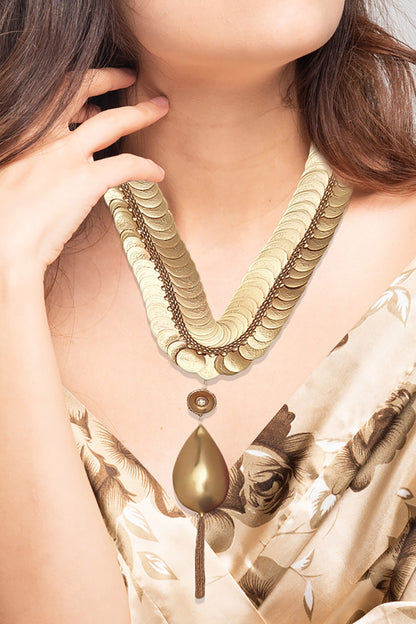 Embossed Coin Overlay Necklace 