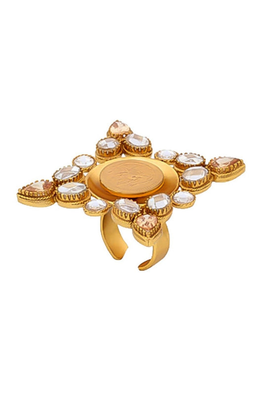 Crystal & Coin Embellished Ring 
